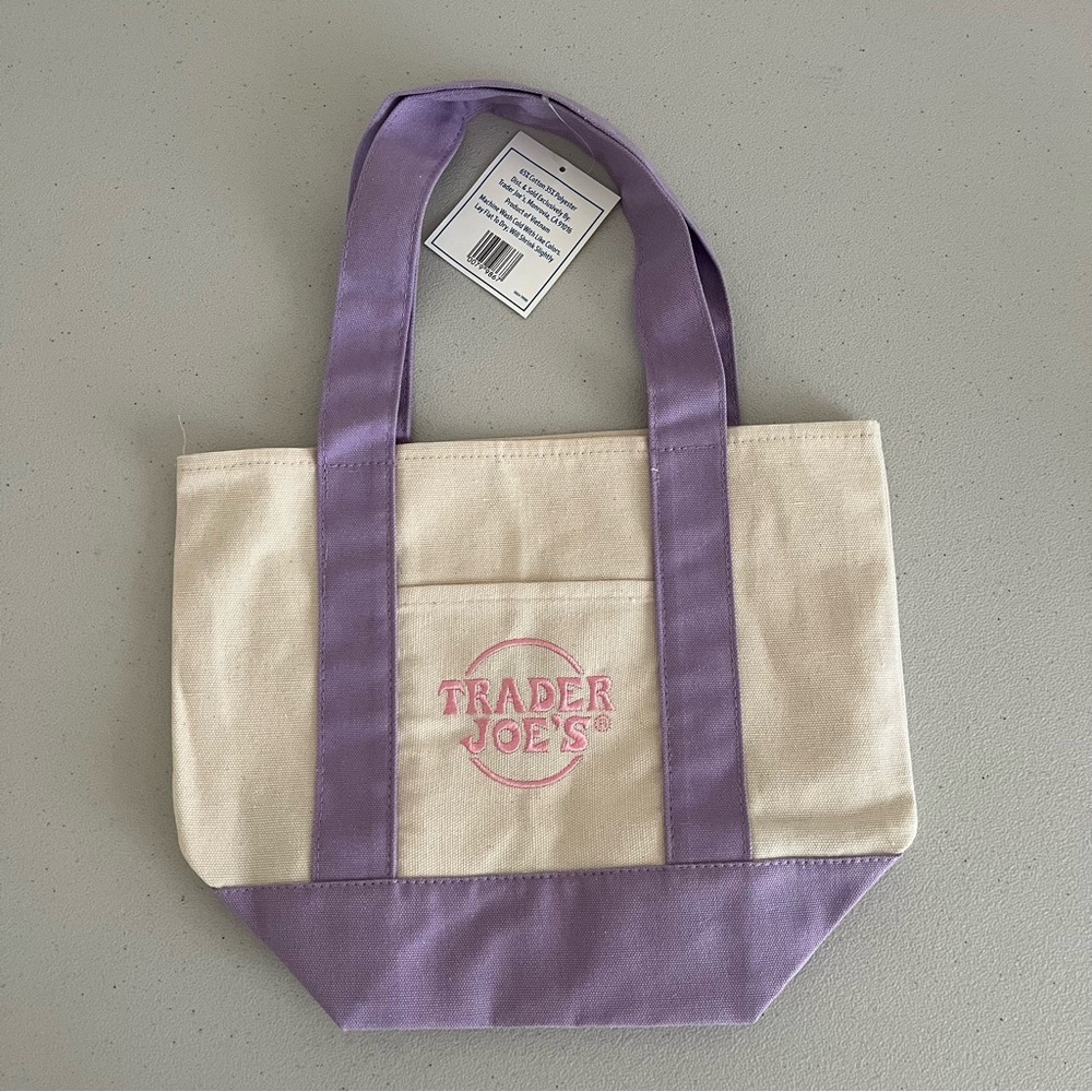 NWT - Trader Joe Pastel Mini Canvas bag in lavender